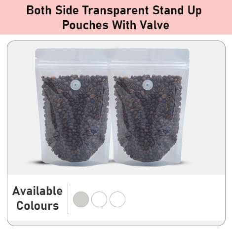 Both Side Transparent Stand Up Pouches With Valve Both Side Transparent Stand Up Pouches With Valve