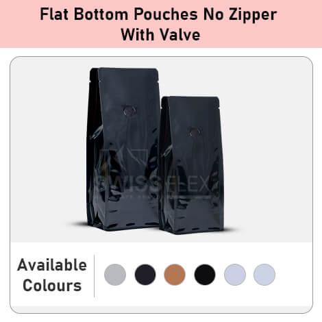 Flat Bottom Pouches No Zipper With Valve Flat Bottom Pouches No Zipper With Valve