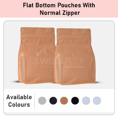 Flat Bottom Pouches With Normal Zipper Flat Bottom Pouches With Normal Zipper