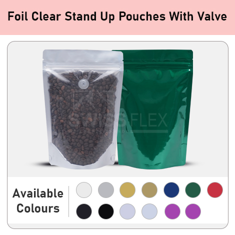Foil Clear Stand Up Pouches With Valve