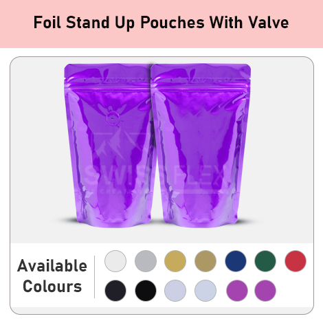 Foil Stand Up Pouches With Valve