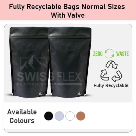 Recyclable Stand Up Pouches With Valve Regular Size